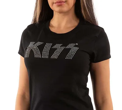 Buy KISS T Shirt Official Classic Diamante Logo Embellished Ladies Skinny Band Tee • 15.98£