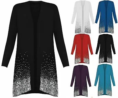 Buy Ladies Glitter Sequin Sparkle Long Sleeve Open Party Plus Size Cardigan Top • 17.49£