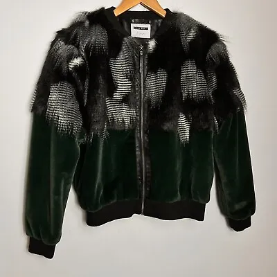 Buy Noisy May Green Zip Through Bomber With Feather Detail Jacket Size Large • 17.50£