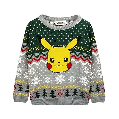 Buy Pokemon Childrens/Kids Pikachu Knitted Christmas Jumper NS6447 • 33.23£