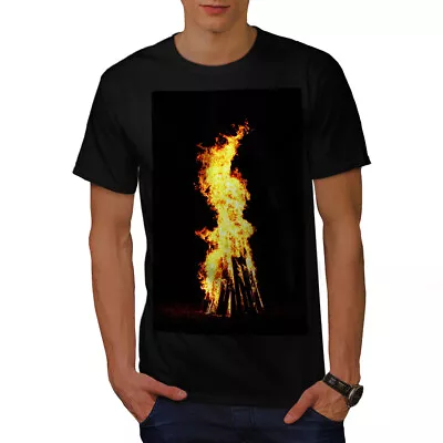 Buy Wellcoda Bonfire Fire Night Mens T-shirt, Burning Graphic Design Printed Tee • 15.99£
