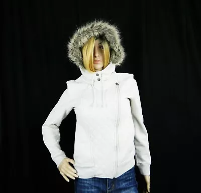 Buy So Authentic American Heritage-Faux Fur Zip Hooded Light Gray Sweater Size M • 9.46£