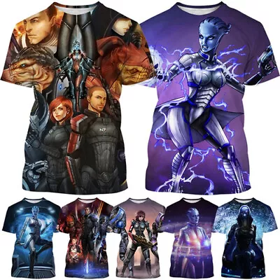 Buy 3D Womens/mens Short Sleeve T-Shirt Casual Tops Tee Mass Effect Round Neck • 10.79£