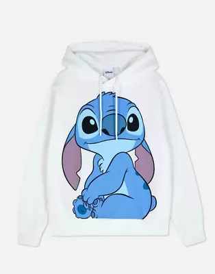 Buy Disney's Lilo & Stitch White Pullover Drawstring Hoodie Sweatshirt • 23.95£