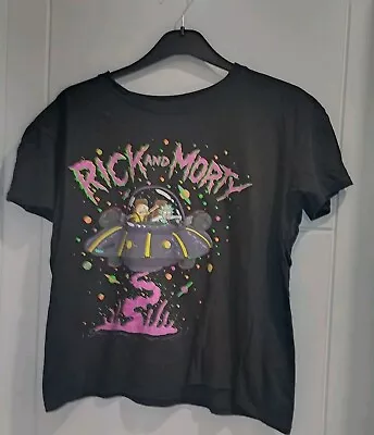 Buy Rick And Morty Black Cropped Top T-shirt Size Medium  • 3.99£