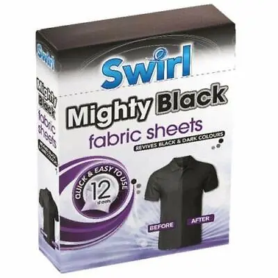 Buy Swirl Mighty Black Fabric Sheets Pack Of 12 Revives Dark Colour Clothes Garments • 3.25£
