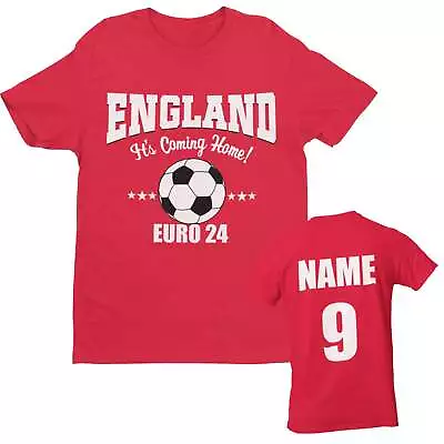 Buy Personalised Kids ENGLAND EURO 2024 T Shirt With Name And Number On Back • 10.95£