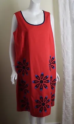 Buy Boden Sz 20L 20 L Red Floral Art-to-Wear Mod Quirky Floral Sheath Dress • 59.95£