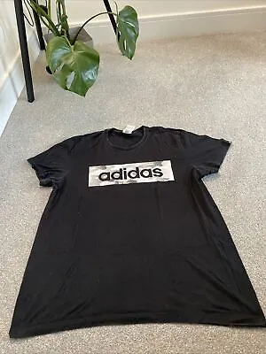 Buy Adidas Spell Out Large Black Men T-shirt Camo Logo • 1.99£