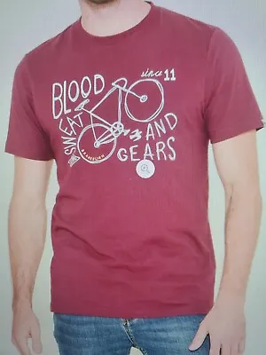 Buy Cycling T Shirt Brakeburn Blood Sweat And Gears Size XL Burgundy • 14£