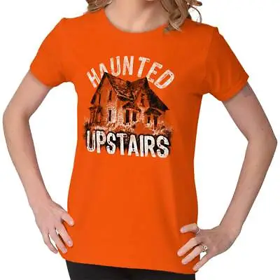 Buy Haunted Upstairs Halloween Spooky Trick Treat Womens Short Sleeve Ladies T Shirt • 20.83£