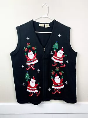 Buy Vintage Retro Ugly Christmas Sweater Tacky - XL Black - Bobbie Brooks Vest !!! • 24.08£