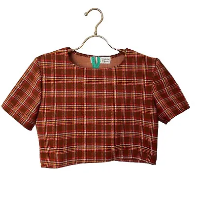 Buy Vintage Mod Polyester Plaid Crop Top Women’s The Cats Pajamas  • 38.43£