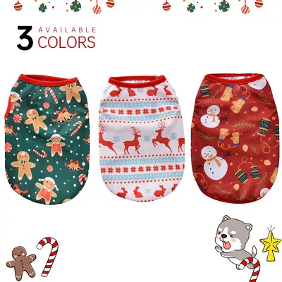 Buy Dog Cat Puppy Small Pet Christmas Jumper,Santa Elf Vest Xmas Clothes T-Shirt Top • 3.79£