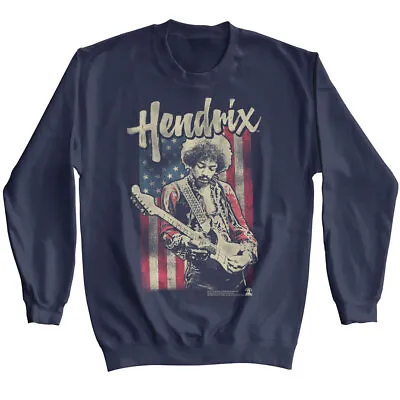 Buy Jimi Hendrix Playing Guitar American Flag Men's Long Sleeve T Shirt Rock Merch • 58.44£