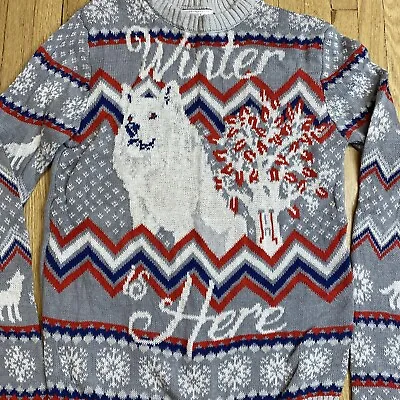 Buy Game Of Thrones Womens Winter Is Here White Wolf Ugly Christmas Sweater Sz S • 17.43£