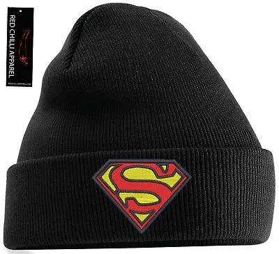 Buy Superman Inspired Embroidered Beanie Hat  DC Comics Super Hero • 8.99£