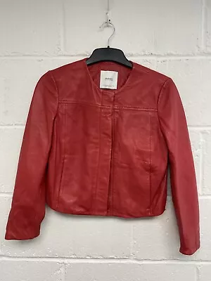 Buy Mango Genuine Leather Red Ladies Cropped Jacket XS PWB2003042 • 22£