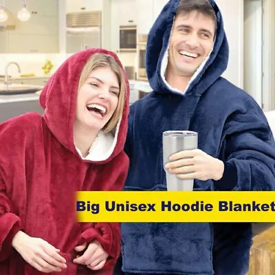 Buy Adult Hoodie Blanket Oversized Super Soft Plush Sherpa Big Hooded Sweatshirt NEW • 7.99£