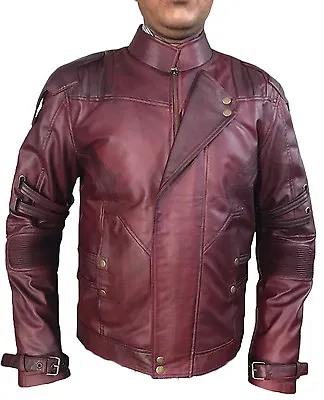 Buy New Guardians Of The Galaxy 2 Star Lord Chris Pratt Maroon Faux Leather Jacket  • 66.99£