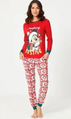 Buy Official Disney Mickey Mouse Christmas Pyjamas Size 16 - 18 L NEW • 10.99£