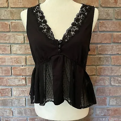 Buy NWT Forever That Girl Anthropologie Black Lace Tank Top Size MP Medium Petite • 33.07£