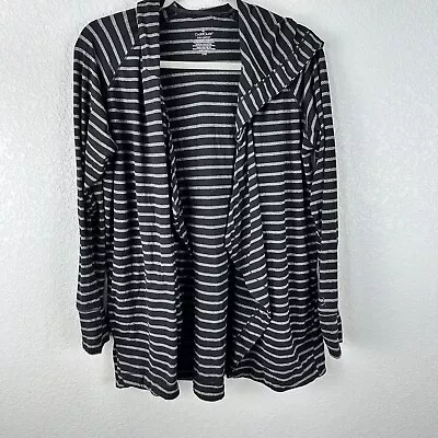 Buy Cuddl Duds Open Front Hoodie Size S/M Stripes Wrap Cardigan • 19.28£
