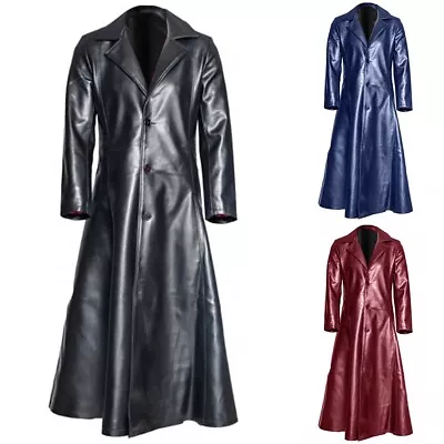 Buy Jacket Mens Coat Faux Leather Office Single Breasted Single Breasted Lapel Comfy • 29.25£