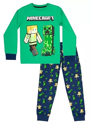 Buy Minecraft Pyjama For Boys Cotton Long Sleeve Christmas PJ Set For Kids Creeper • 14.99£