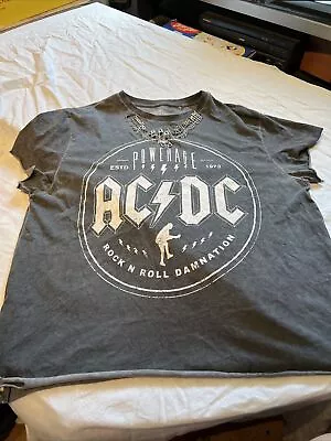 Buy ACDC Ladies UK Size 14 Grey Custom Detailed Rock & Roll Damnation Official Merch • 65£