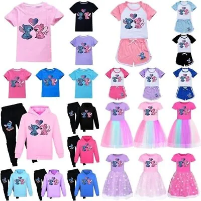 Buy Children's Lilo And Stitch Cotton T-shirts, Shorts, Hoodies, Pajamas, Dresses • 9.77£