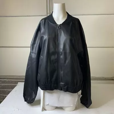 Buy AEROPOSTALE Faux Leather Bomber Jacket Women's Size XXL Black • 63.75£