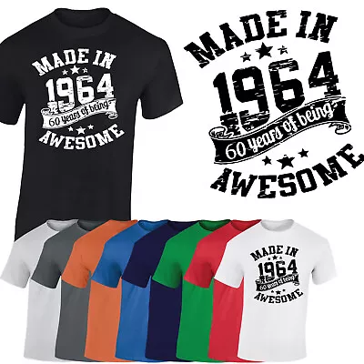 Buy Birthday Gift Vintage Made In 1964 Mens 60th Year Look T Shirt Awesome Unisex • 8.99£