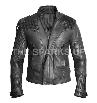 Buy Star Lord Cosplay Chris Pratt Guardian Of The Galaxy Vol 2 Mens Leather Jacket • 169.99£