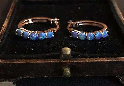 Buy Vintage Style Jewellery Opal Earrings 18K Rose Gold Plated • 14.99£