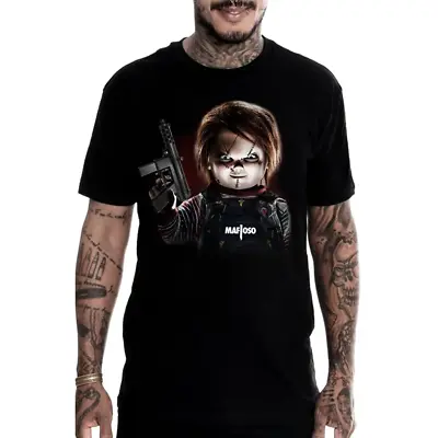 Buy Mafioso Chucky Black Mens T-Shirt Streetwear Alternative Tattoo Clothing • 31.57£