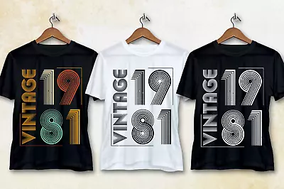 Buy Vintage 1981 Birthday Mens Womens T-shirt Unisex Top Tee  BST • 13.49£