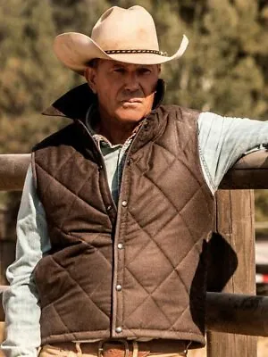 Buy Yellowstone Kevin Costner John Dutton Quilted Cotton Vest • 59.99£