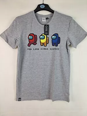 Buy Among Us Boys Grey Graphic Print T-Shirt Short Sleeve Size 13-14y Brand New • 10.95£