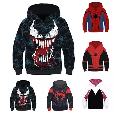Buy Child Spiderman Venom Gwen Stacy Hoodies Boy Girl Long Sleeve Hooded Sweatshirt • 16.82£