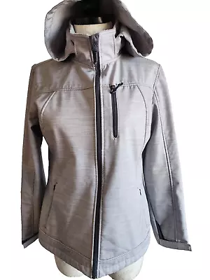 Buy Free Country Softshell Jacket Hooded Full Zip Faux Fur Lined Light Gray Womens M • 15.54£