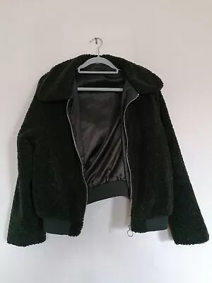 Buy Select Ladies Khaki Borg Teddy Zip Jacket Polyester Green Size 14 • 4.70£