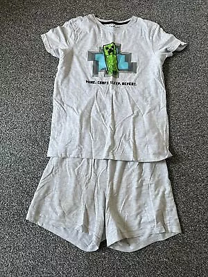 Buy Boys Minecraft Pyjamas, T-shirt & Shorts Set, Grey, From Primark, Age 11-12 Year • 1.99£