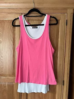 Buy Mint Velvet Pink / White Double Layered Sleeveless T-Shirt Size Medium • 5£