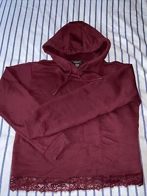 Buy Burgundy Cropped Hoodie, Size 10/12, Lace Trim • 2£