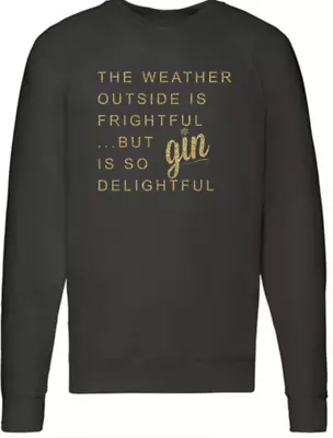 Buy Gin Christmas Slogan Jumper Sweatshirt Black FOTL Seasonal Xmas Lounge Wear  • 17.99£