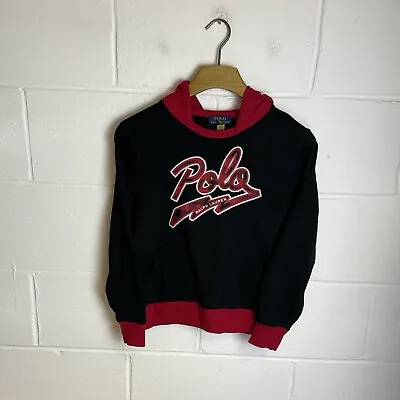 Buy Polo Ralph Lauren Hoodie Youth Medium Black Red Spell Out Script Sweatshirt RL • 14.56£