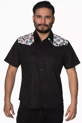 Buy Banned Apparel Mens  Rockabilly Bowling Shirt 50s Diner  Hot As Hell    RRP £34  • 17.49£