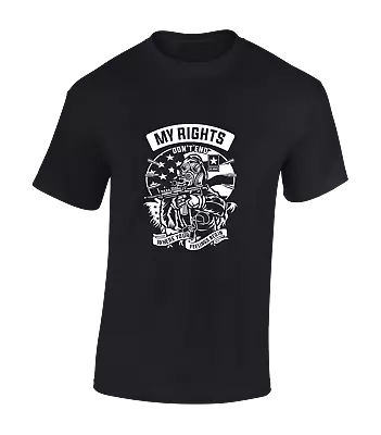 Buy My Rights Don't End Mens T Shirt Cool War Veteran Soldier Design Army Top • 7.99£