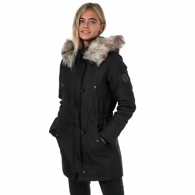 Buy Women's Only Iris Winter Full Zip Fixed Hood Parka Jacket In Black • 24.99£
